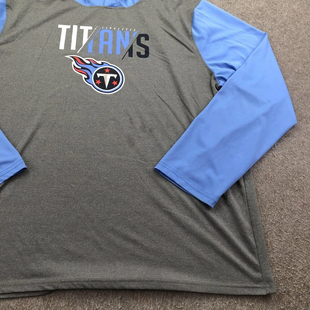 Tennessee Titans Shirt Mens 2XL Gray Blue NFL Football NFL Team Apparel Hooded